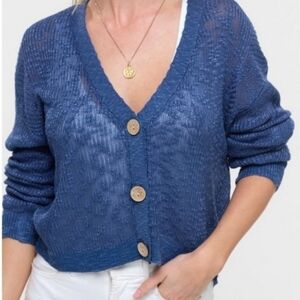 Hyped Unicorn by LA MIEL Blue Slouchy Light Weight Semi Sheer Cardigan Size M/L